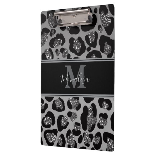 silver and black glittery monogramed personalized クリップボード (左)