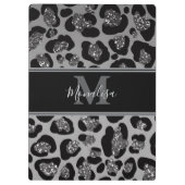 silver and black glittery monogramed personalized クリップボード (裏面)
