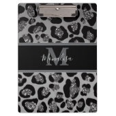 silver and black glittery monogramed personalized クリップボード (正面)