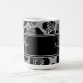 silver and black glittery monogramed personalized コーヒーマグカップ (中央)
