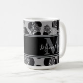 silver and black glittery monogramed personalized コーヒーマグカップ (正面右)