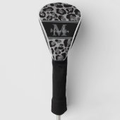silver and black glittery monogramed personalized ゴルフヘッドカバー (正面)