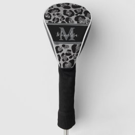 silver and black glittery monogramed personalized ゴルフヘッドカバー