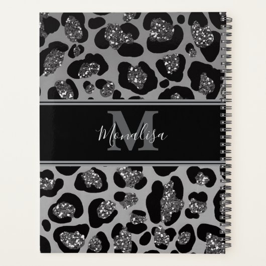 silver and black glittery monogramed personalized プランナー手帳 (裏面)