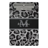 silver and black glittery monogramed personalized ミニクリップボード (正面)