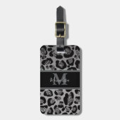 silver and black glittery monogramed personalized ラゲッジタグ (正面縦)