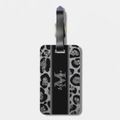 silver and black glittery monogramed personalized ラゲッジタグ (裏面縦)