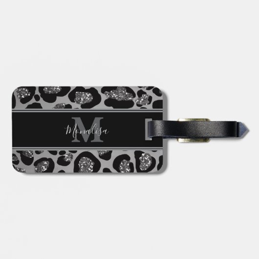 silver and black glittery monogramed personalized ラゲッジタグ (裏面横)