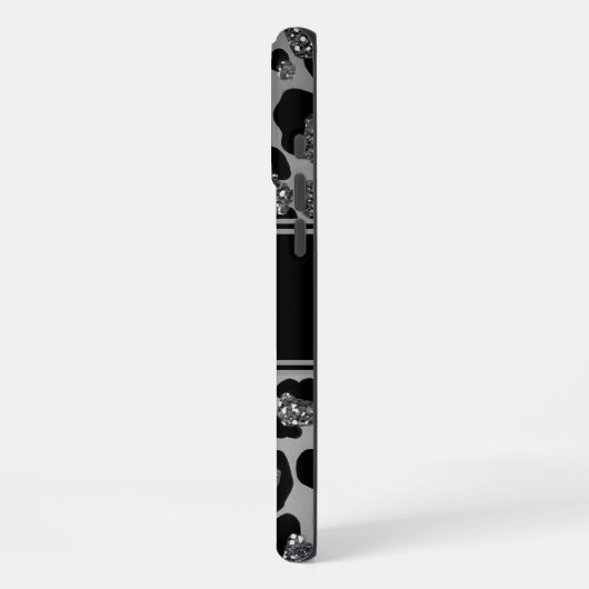 silver and black glittery monogramed personalized iPhoneケース (左側面)