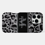 silver and black glittery monogramed personalized iPhoneケース (裏面横)