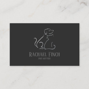 Silver And Charcoal Modern Minimalist Pet Sitter 名刺