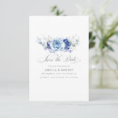 Silver and Dusty Blue Floral Save the Date セーブザデート (スタンド正面)