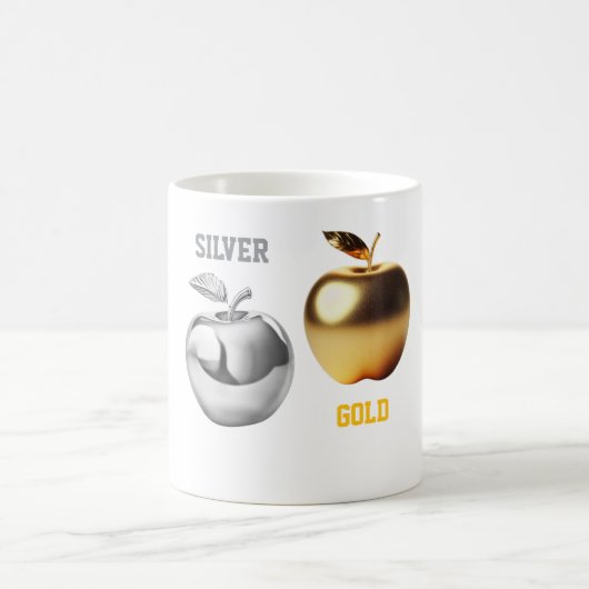 Silver and gold apple Mug コーヒーマグカップ (中央)