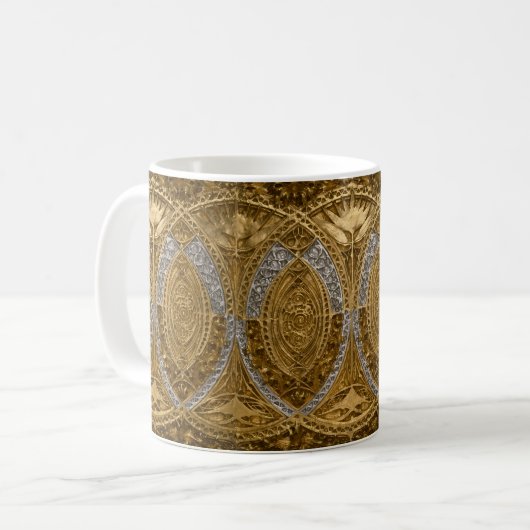 Silver And Gold Art Deco Pattern コーヒーマグカップ (正面左)