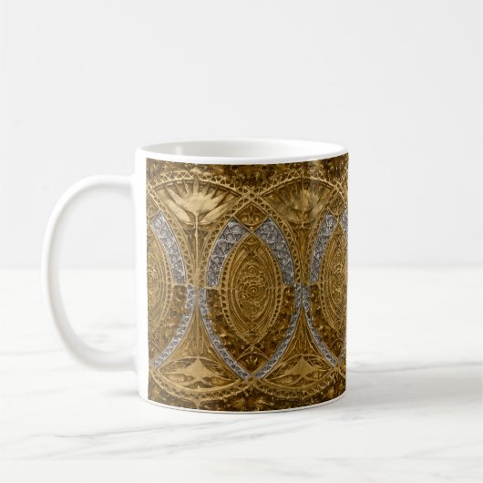 Silver And Gold Art Deco Pattern コーヒーマグカップ (左)