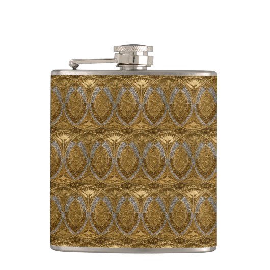 Silver And Gold Art Deco Pattern フラスク (正面)