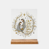 Silver and gold nativity Christmas アクリルサイン (正面)