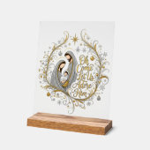 Silver and gold nativity Christmas アクリルサイン (傾斜)