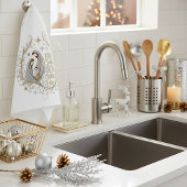 Silver and gold nativity Christmas キッチンタオル