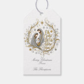 Silver and gold nativity Christmas ギフトタグ (正面)