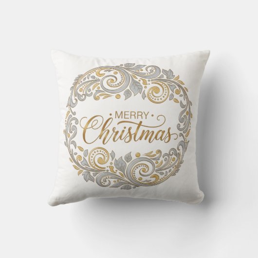 Silver and gold nativity Christmas クッション (裏面)