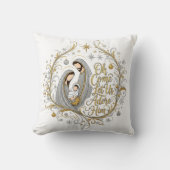 Silver and gold nativity Christmas クッション (正面)