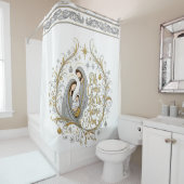 Silver and gold nativity Christmas シャワーカーテン (インサイチュ)