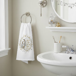 Silver and gold nativity Christmas ハンドタオル