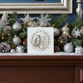 Silver and gold nativity Christmas フォトプラーク