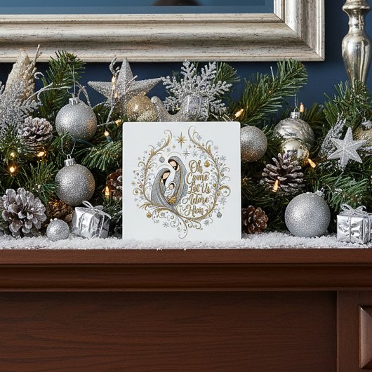 Silver and gold nativity Christmas フォトプラーク