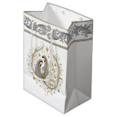 Silver and gold nativity Christmas ミディアムペーパーバッグ (正面アングル)