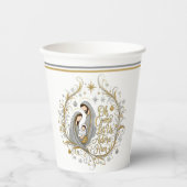 Silver and gold nativity Christmas 紙コップ (正面)