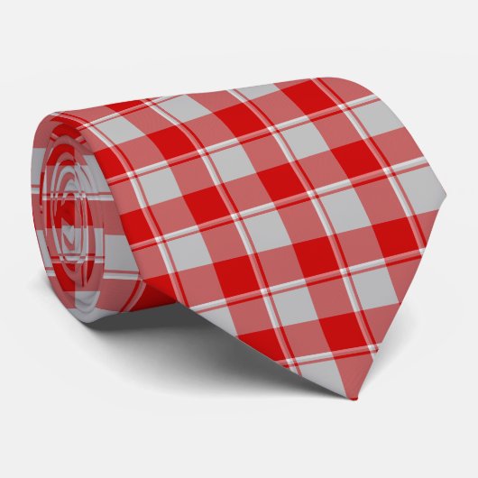 Silver and Guardsman Red Plaid Neck Tie ネクタイ (ロール)