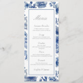 Silver And Navy Blue Wedding Flat Menu メニュー (正面)