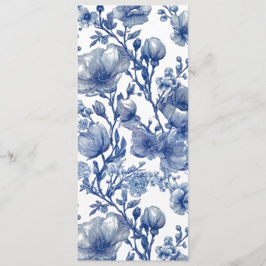 Silver And Navy Blue Wedding Flat Menu メニュー (裏面)