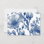 Silver And Navy Blue Wedding QR code RSVP Card (裏面)