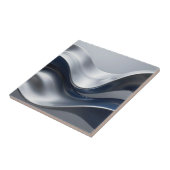 Silver And Navy Fluid Waves Abstract Modern Design タイル (側面)