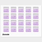 Silver and Purple Thank You Stickers スクエアシール (シート)