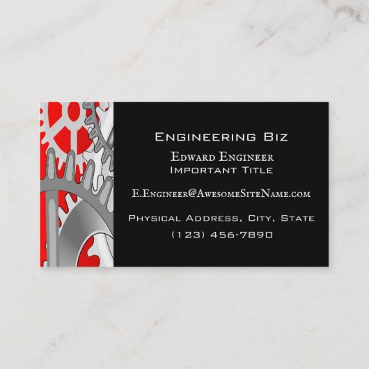 Silver and Red Engineering Gears 名刺 (裏面)