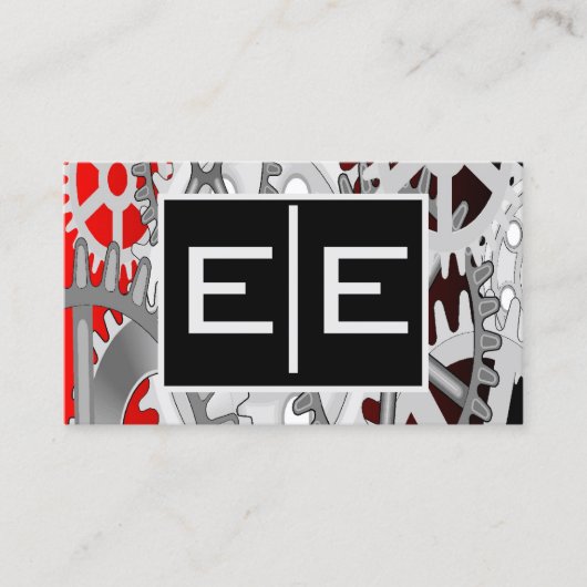 Silver and Red Engineering Gears 名刺 (正面)