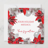 Silver and Red Minimalist Poinsettia Holiday Card シーズンカード (裏面)