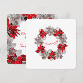 Silver and Red Minimalist Poinsettia Holiday Card シーズンカード (正面/裏面)