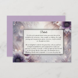 Silver and Soft Amethyst Winter Blooms Wedding エンクロージャーカード