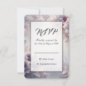 Silver and Soft Amethyst Winter Blooms Wedding 出欠カード (正面)