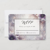 Silver and Soft Amethyst Winter Blooms Wedding 出欠カード (正面)