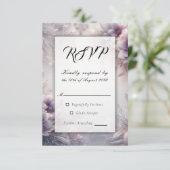 Silver and Soft Amethyst Winter Blooms Wedding 出欠カード (スタンド正面)