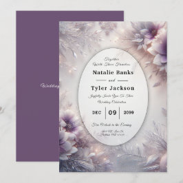 Silver and Soft Amethyst Winter Blooms Wedding 招待状
