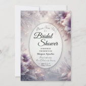 Silver and Soft Amethyst Winter Bridal Shower 招待状 (正面)