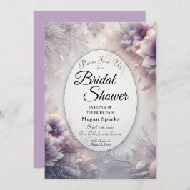 Silver and Soft Amethyst Winter Bridal Shower 招待状