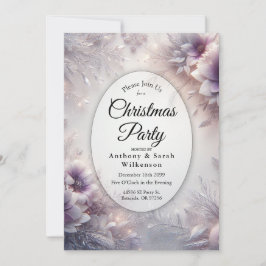Silver and Soft Amethyst Winter Christmas Party 招待状